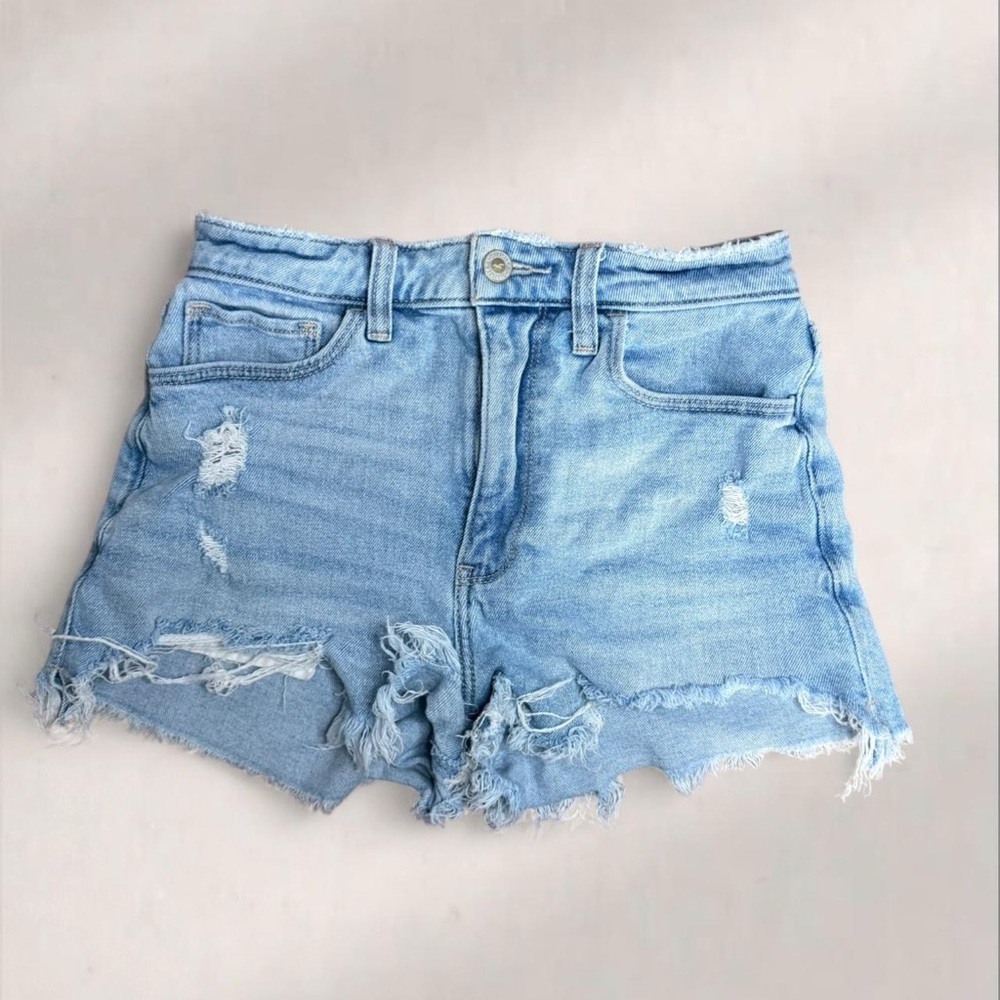 Hollister Light Blue Distressed Jean Shorts